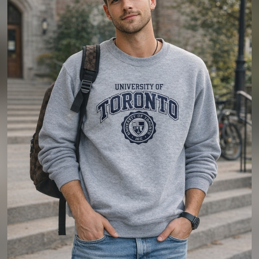 Jerzees University of Toronto Crewneck Sweatshirt Gray Men’s Size S Pullover
